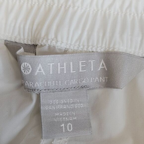 Athleta White Sheer Relaxed Fit Breathable Activewear Parachute Cargo Pants - Picture 7 of 16